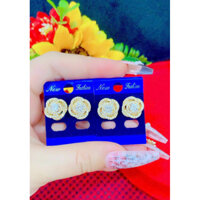 Bông tai hoa đính xoàn mạ vàng 18 mẫu mới về