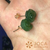 Bông Tai Hoa Ngọc Bích Nephrite