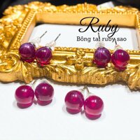 Bông tai, hoa tai đá ruby sao - Mẫu 1