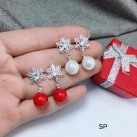 Bông tai hoa tuyết cho nữ  bạc  giá yêu - Trang sức bạc đẹp hjc