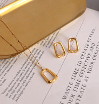 Bông Tai Hoặc Dây Chuyền Hình Học Cá Tính Titan Ko Han Rỉ TT 3970 - Vàng - dây chuyền