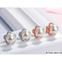 Bông tai hợp kim nạm đá Zircon đính hạt ngọc thời trang duyên dáng - BT030
