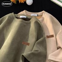 Bông Tai Kẹp Da Lộn Áo Nam Nữ Unisex Mùa Hè Thường Ngày Rời Cổ Tròn Tay Ngắn