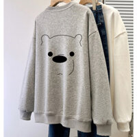 Bông Tai Kẹp Hoạt Hình Gấu Dài Tay Áo Len Unisex Rời Áo Chui Đầu Thời Trang Nữ