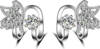 Bông tai kẹp vành bướm xinh nạm đá zircon BHBT272 - TRĂNG