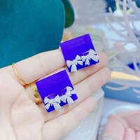 Bông tai / Khuyên tai bạc nơ nạm đá chất liệu bạc ta - Lily