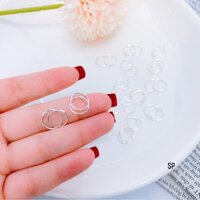 Bông tai khuyên tròn bạc ta đường kính 1cm cho nam nữ - Khuyên bạc Bibi