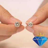 Bông tai Kim cương nhân tạo Moissanite bạc 925 xi bạch kim sang trọng - Mẫu số 8 - 5.4 ly