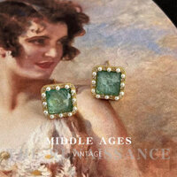 Bông tai kim cương vuông nhỏ Smurf Bông tai hình học cổ điển nhẹ nhàng