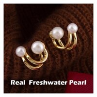 Bông tai lê nước ngọt S925 Bông tai ngọc trai cao cấp phong cách Hàn Quốc dành cho nữ