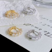 Bông Tai Mạ Đồng 18K Vàng Thật Nhẫn Kim Cương Bông Tai Unisex Trang Sức