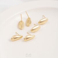 Bông Tai Mạ Vàng 14k Hình Hoa Hướng Dương / Hạt Oval Màu Sắc Lấp Lánh Kèm Kim Treo diy