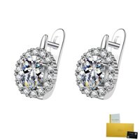 Bông Tai Mạ Vàng 18k Hình Tròn Đính Kim Cương Trắng Sang Trọng