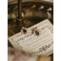 Bông tai mạ vàng Citrine tự nhiên tinh tế