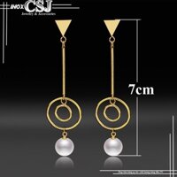 Bông tai mạ vàng tòn ten tròn ngọc bt354 Pitaca