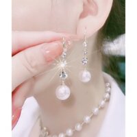 Bông tai mặt dây chuyền ngọc trai định mệnh cho ba đời 2025, bông tai thời trang mới, bông tai ngọc trai thanh lịch đa năng