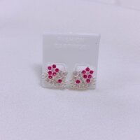 Bông tai mèo kitty chốt thẳng LINH MIU SILVER