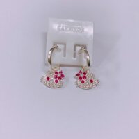 Bông tai mèo kitty khuyên tròn xinh xắn cho bé gái LINH MIU SILVER