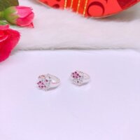 Bông tai mèo kitty vòng tròn nhỏ xinh cho bé gái LINH MIU SILVER