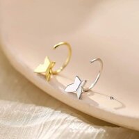 Bông tai móc bướm nhỏ siêu xinh trẻ trung - TRANG SỨC BẠC VÀ TRAI gian hàng chính hãng cam kết bạc chuẩn
