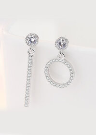 Bông tai nạm đá zircon bất đối xứng BHBT251