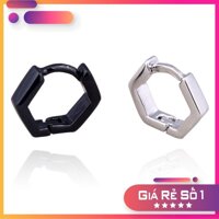 bông tai nam, khuyên tai nam, hoa tai nam hiphop dáng hình học, hoa tai nam cao cấp BTN5  đơn vị tính 1 cái - ĐA GIÁC,ĐEN