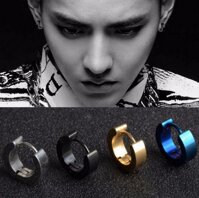 Bông Tai Nam Khuyên Tròn Chất Liệu Thép Titan Ko Rỉ TT 0850 - 1 Cặp - Đen