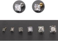 Bông Tai Nam Nữ Đá Vuông Phong Cách Unisex Chất Liệu Thép Titan Ko Rỉ TT 0860 - 1 Cặp - Bạc - 8mm