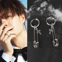 Bông tai nam thần tiểu chữ thập lông kim băng độc lạ cool ngầu - kẹp vành