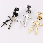 Bông Tai Nam Thánh Giá Tòn Ten Titan Ko Rỉ TT 2347 – 1 Chiếc