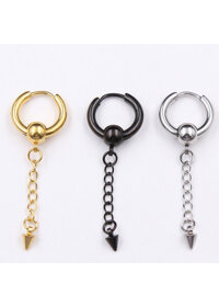 Bông Tai Nam Tòn Ten Chất Liệu Thép Titan Ko Rỉ TT 1468 - 1 Cặp - Vàng