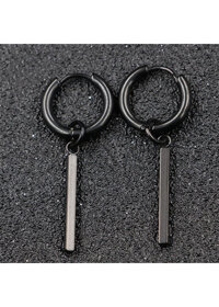 Bông Tai Nam Tòn Ten Chất Liệu Thép Titan Không Rỉ TT 1417 - 1 Cặp - Đen