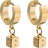 Bông Tai Nam Tòn Ten Cục Xúc Xắc Titan Ko Rỉ TT 2337 - 1 Cặp - Vàng