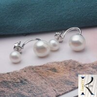 Bông tai ngọc trai, mẫu Dior, khung bạc s925