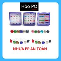 Bông tai nhựa đính đá hộp 20 đôi phong cách đơn giản nhiều màu cho nam nữ Thái Lan - 5mm - đen