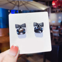 Bông tai nơ pha lê đơn giản sang trọng phụ kiện xinh