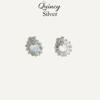 Bông tai nữ bạc 950 Quincy Silver đính đá trái tim sang trọng thanh lịch