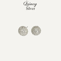 Bông tai nữ bạc 950 Quincy Silver trái châu đính full đá