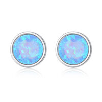 Bông Tai Nữ Bạc Đính Đá Opal Xanh  Đá Mắt Mèo , Bông Tai Bạc Nữ Đính Đá Nhỏ Xinh, Khuyên Nụ Bạc Nữ Đính Đá Thời Trang - B2707 - Bảo Ngọc Jewelry