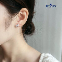 Bông tai nữ bạc Joyas - Bông tai bạc nữ 3 ngôi sao 5 cánh -  JOYASEF5743