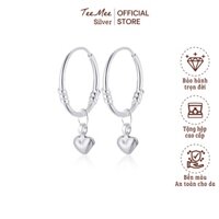 Bông tai nữ bạc S990 cao cấp khuyên tai Tim xinh phụ kiện trang sức TeeMee - T051