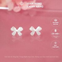 Bông tai nữ bạc ta hình nơ đính đá ôm tai đeo được 2 kiểu, đeo hàng ngày - BT 1135 - Hoa tai nữ
