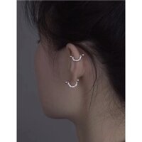 Bông tai nữ bạc ta sáng bóng , cá tính - Vàng Bạc Khải Khải