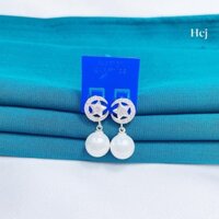 Bông tai nữ bạc thật, bông tai trăng sao treo hạt trai nhân tạo siêu xinh - Kho sỉ bạc Nhất Linh