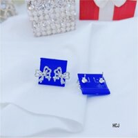 Bông tai nữ bạc thật đính đá nhỏ siêu xinh - Kho sỉ bạc Nhất Linh