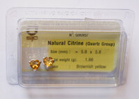 Bông tai nữ đá citrine thạch anh vàng tự nhiên 6mm mài giác trái tim - 90957