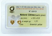 Bông tai nữ đá citrine thạch anh vàng tự nhiên 6mm mài giác trái tim - 59123