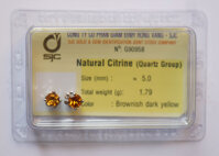 Bông tai nữ đá citrine thạch anh vàng tự nhiên 5mm mài giác tròn 59125 - 90958