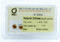 Bông tai nữ đá citrine thạch anh vàng tự nhiên 5mm mài giác tròn 59125 - 59125