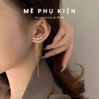 Bông tai nữ dáng dài mạ Vàng 18K MPK kiểu dáng tua rua đính đá Zircon phụ kiện trang sức 7B10V